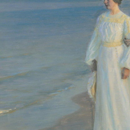Sera D'Estate Sulla Spiaggia Di Skagen. Il Pittore E Sua Moglie Peder Severin Krøyer psk56 quadro stampato su tela