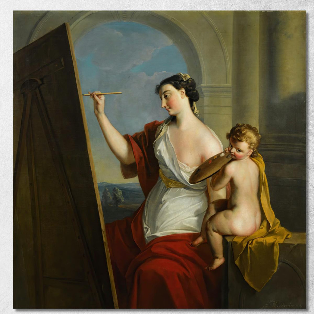Allegoria Della Pittura Philippe Mercier pmr3 quadro stampato su tela Allegoria Della Pittura Philippe Mercier pmr3 quadro stampato su tela