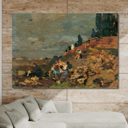 Bambini Presso Il Muro Del Cimitero Tina Blau tbl35 quadro stampato su tela