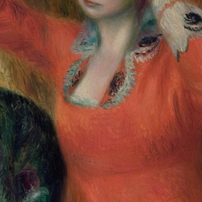 Ragazza In Vestito Rosso Che Si Mette Il Cappello William James Glackens wjg19 quadro stampato su tela