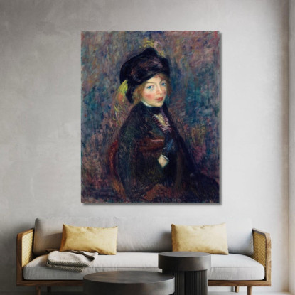 Testa Di Ragazza Con Piuma Nel Turbante William James Glackens wjg24 quadro stampato su tela