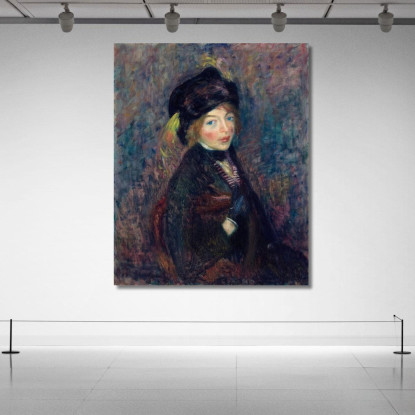 Testa Di Ragazza Con Piuma Nel Turbante William James Glackens wjg24 quadro stampato su tela