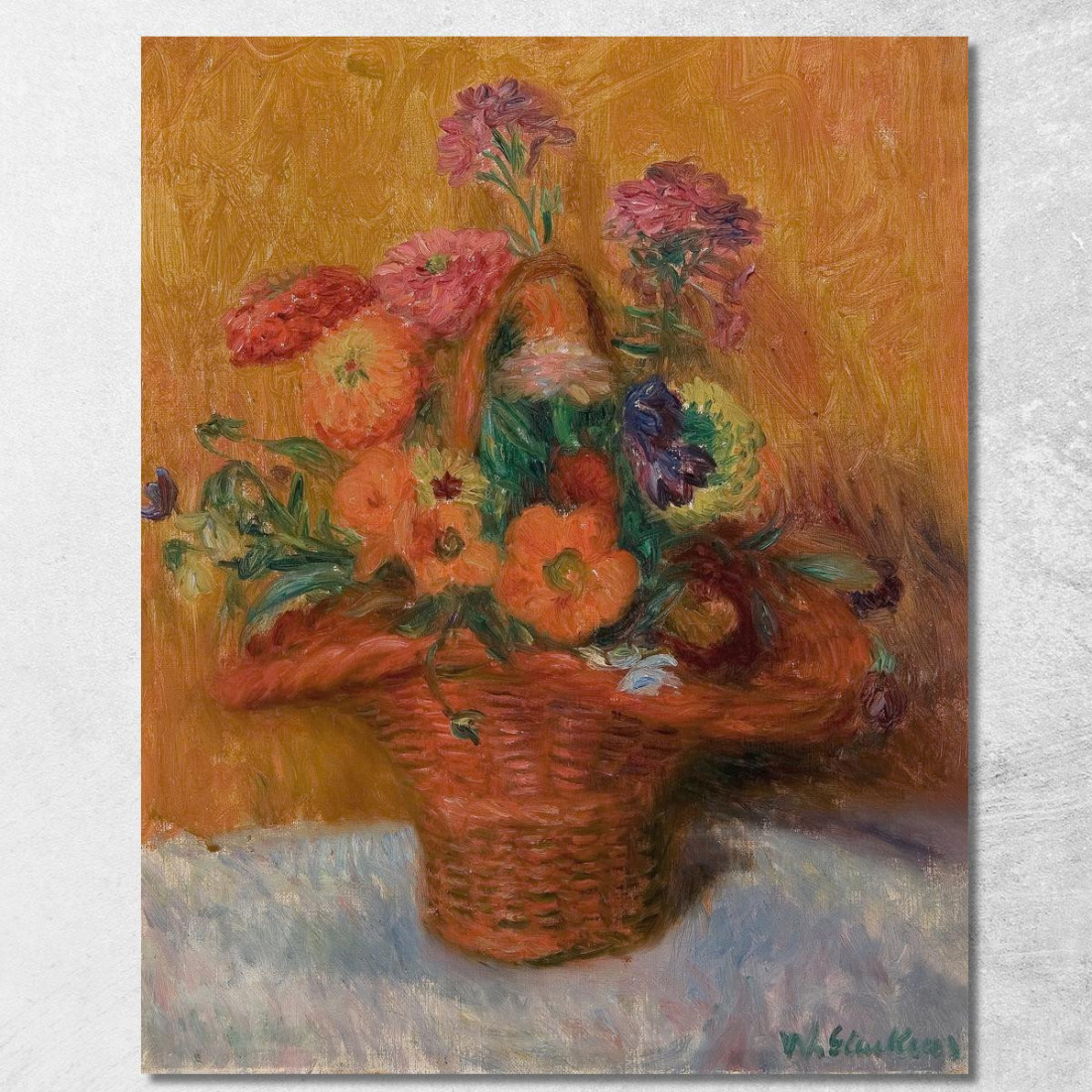 Cesto Rosso Di Zinnie William James Glackens wjg37 quadro stampato su tela Cesto Rosso Di Zinnie William James Glackens wjg37 quadro stampato su tela