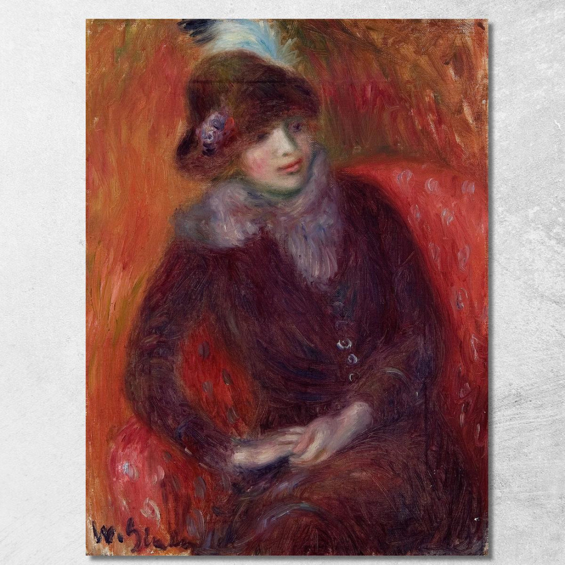 Donna Seduta Con Colletto Di Pelliccia E Sfondo Rosso William James Glackens wjg43 quadro stampato su tela Donna Seduta Con Colletto Di Pelliccia E Sfondo Rosso William James Glackens wjg43 quadro stampato su tela