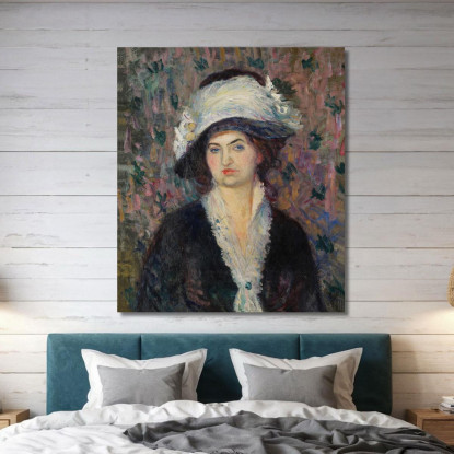 Signora Del Negozio – Donna Con Cappello Piumato William James Glackens wjg45 quadro stampato su tela