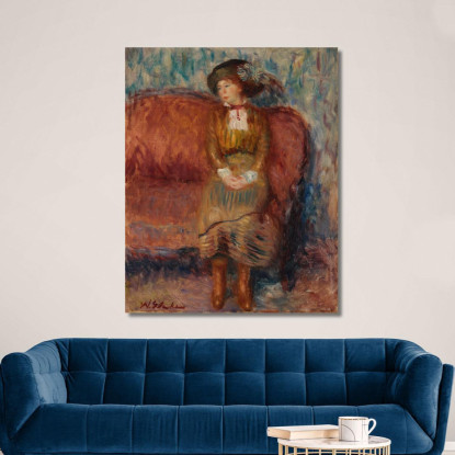 Donna Seduta Sul Divano Rosso William James Glackens wjg65 quadro stampato su tela