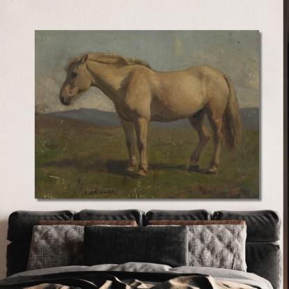 Un Cavallo Sauro Adolph Tidemand atd2 quadro stampato su tela