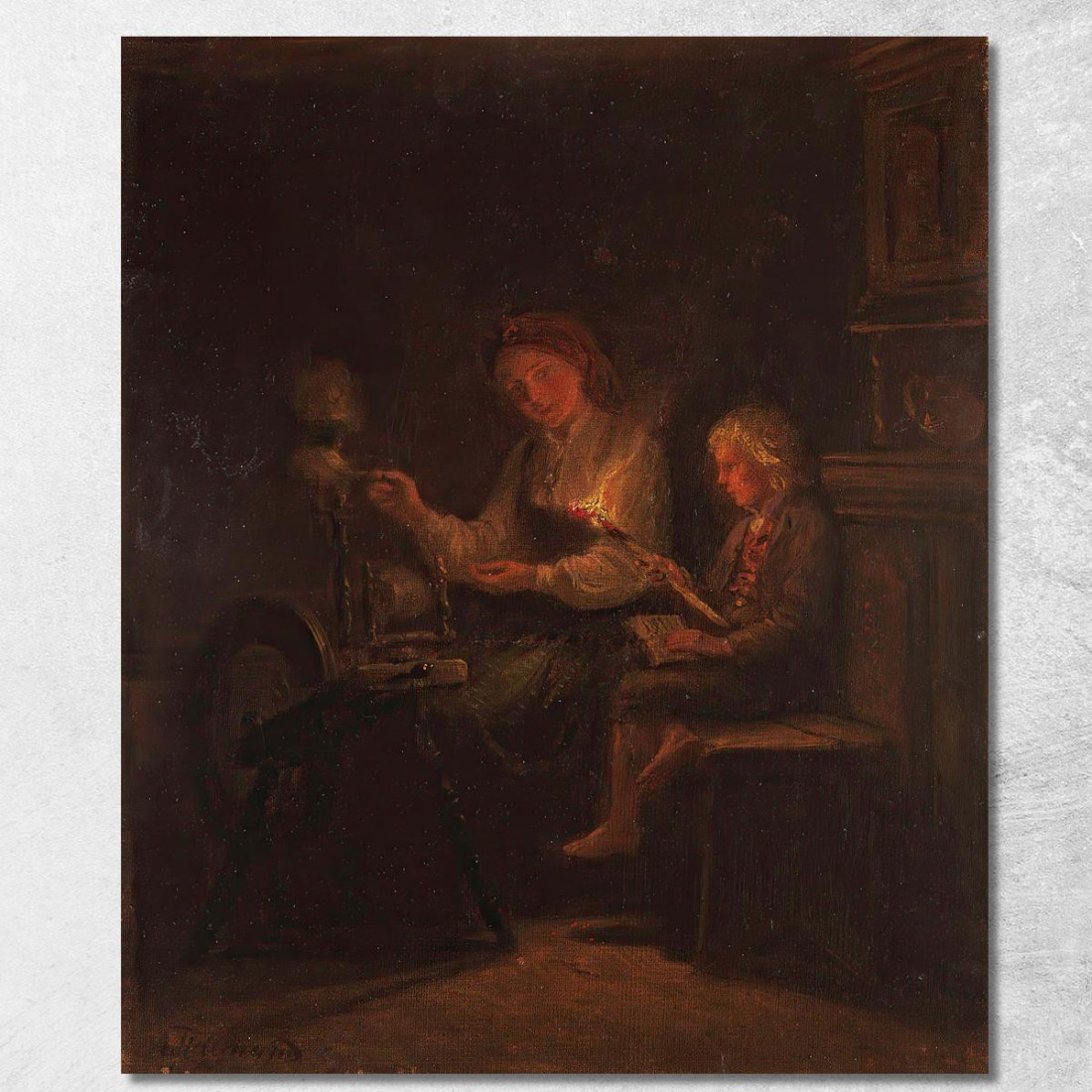 Accanto All'Arcolaio Adolph Tidemand atd12 quadro stampato su tela Accanto All'Arcolaio Adolph Tidemand atd12 quadro stampato su tela