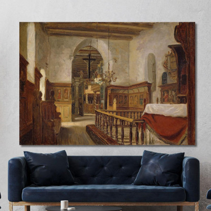 Interno Della Chiesa Di Voss Adolph Tidemand atd34 quadro stampato su tela