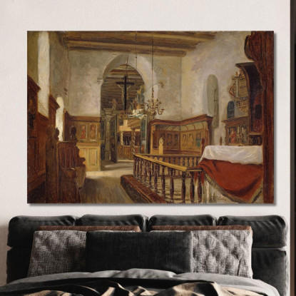 Interno Della Chiesa Di Voss Adolph Tidemand atd34 quadro stampato su tela