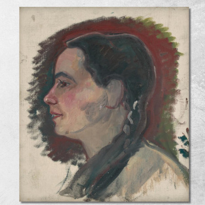 Ritratto Di Una Giovane Donna Con Treccia Arnold Peter Weisz-Kubínčan apw61 quadro stampato su tela