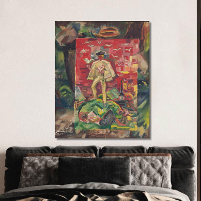 Figura Simbolica Di Un Uomo In Costume Tradizionale Arnold Peter Weisz-Kubínčan apw82 quadro stampato su tela