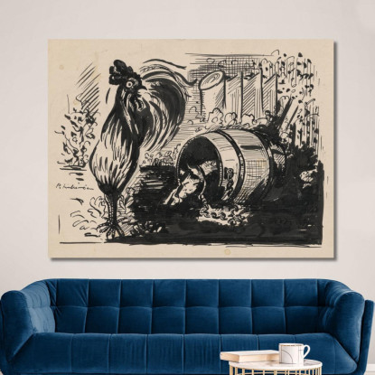 Il Gallo E Il Cane Arnold Peter Weisz-Kubínčan apw83 quadro stampato su tela