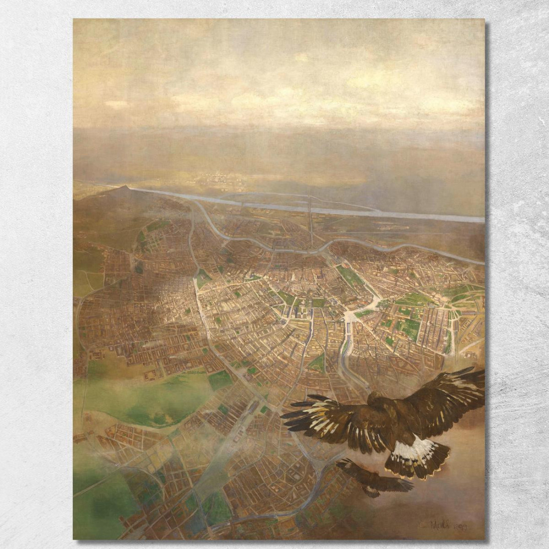 Vista Su Vienna Dall'Altezza Di 3000 M In Mongolfiera Sopra La Gloriette Di Schönbrunn Carl Moll cml13 quadro stampato su tela Vista Su Vienna Dall'Altezza Di 3000 M In Mongolfiera Sopra La Gloriette Di Schönbrunn Carl Moll cml13 quadro stampato su tela