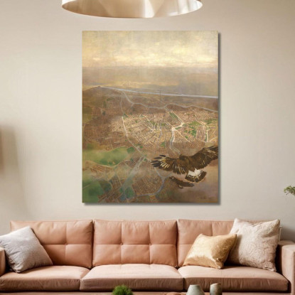 Vista Su Vienna Dall'Altezza Di 3000 M In Mongolfiera Sopra La Gloriette Di Schönbrunn Carl Moll cml13 quadro stampato su tela