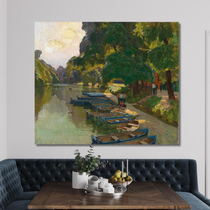 Molo Di Attracco A Heustadlwasser Prater Di Vienna Carl Moll cml32 quadro stampato su tela