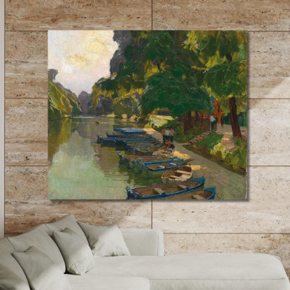 Molo Di Attracco A Heustadlwasser Prater Di Vienna Carl Moll cml32 quadro stampato su tela