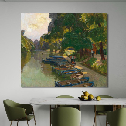 Molo Di Attracco A Heustadlwasser Prater Di Vienna Carl Moll cml32 quadro stampato su tela