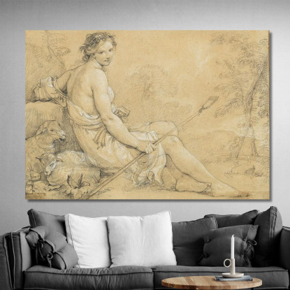 Diana Come Una Giovane Pastorella Charles-Joseph Natoire cjn6 quadro stampato su tela