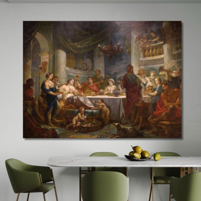 Il Banchetto Di Cleopatra E Marco Antonio Charles-Joseph Natoire cjn10 quadro stampato su tela