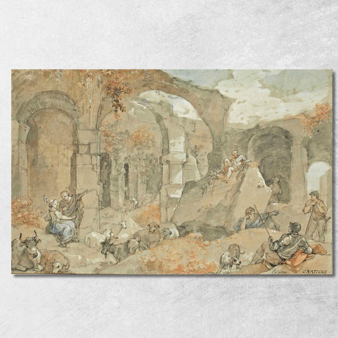 L'Interno Del Colosseo Con Pastori E Animali Charles-Joseph Natoire cjn12 quadro stampato su tela L'Interno Del Colosseo Con Pastori E Animali Charles-Joseph Natoire cjn12 quadro stampato su tela