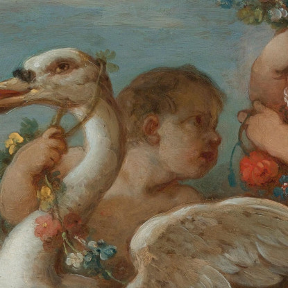 Putti Che Adornano Un Cigno Con Una Ghirlanda Di Fiori Charles-Joseph Natoire cjn16 quadro stampato su tela