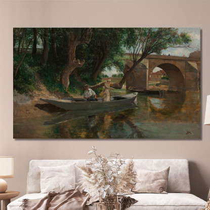 Ponte A Poissy Pescatori Con Lenza Ernest Meissonier ems11 quadro stampato su tela