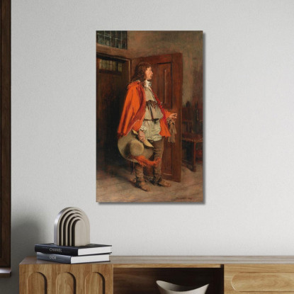 Uomo Con Mantello Rosso Ernest Meissonier ems25 quadro stampato su tela