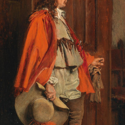 Uomo Con Mantello Rosso Ernest Meissonier ems25 quadro stampato su tela