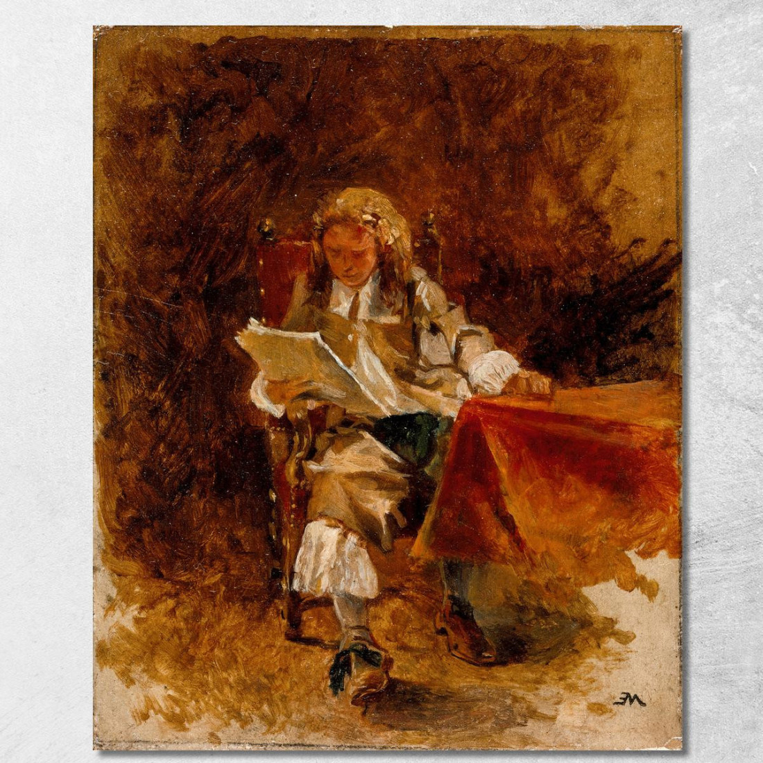 Studio Di Un Cavaliere Seduto Che Legge Ernest Meissonier ems31 quadro stampato su tela Studio Di Un Cavaliere Seduto Che Legge Ernest Meissonier ems31 quadro stampato su tela