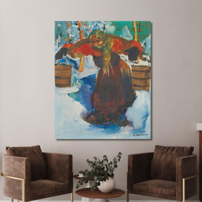 Baba Russa Che Porta L'Acqua Filipp Malyavin fml12 quadro stampato su tela