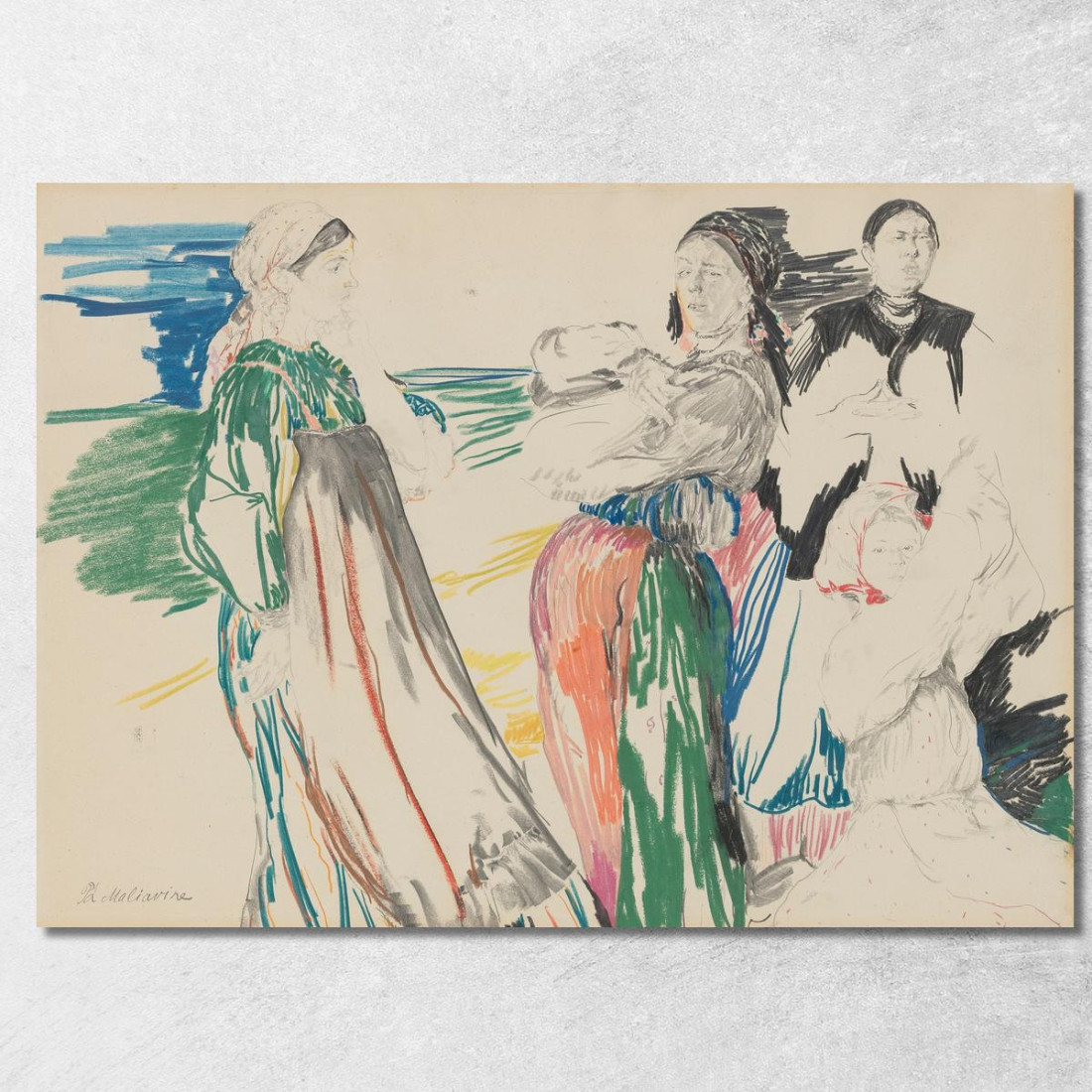 Schizzo Di Figure In Un Paesaggio Filipp Malyavin fml16 quadro stampato su tela Schizzo Di Figure In Un Paesaggio Filipp Malyavin fml16 quadro stampato su tela