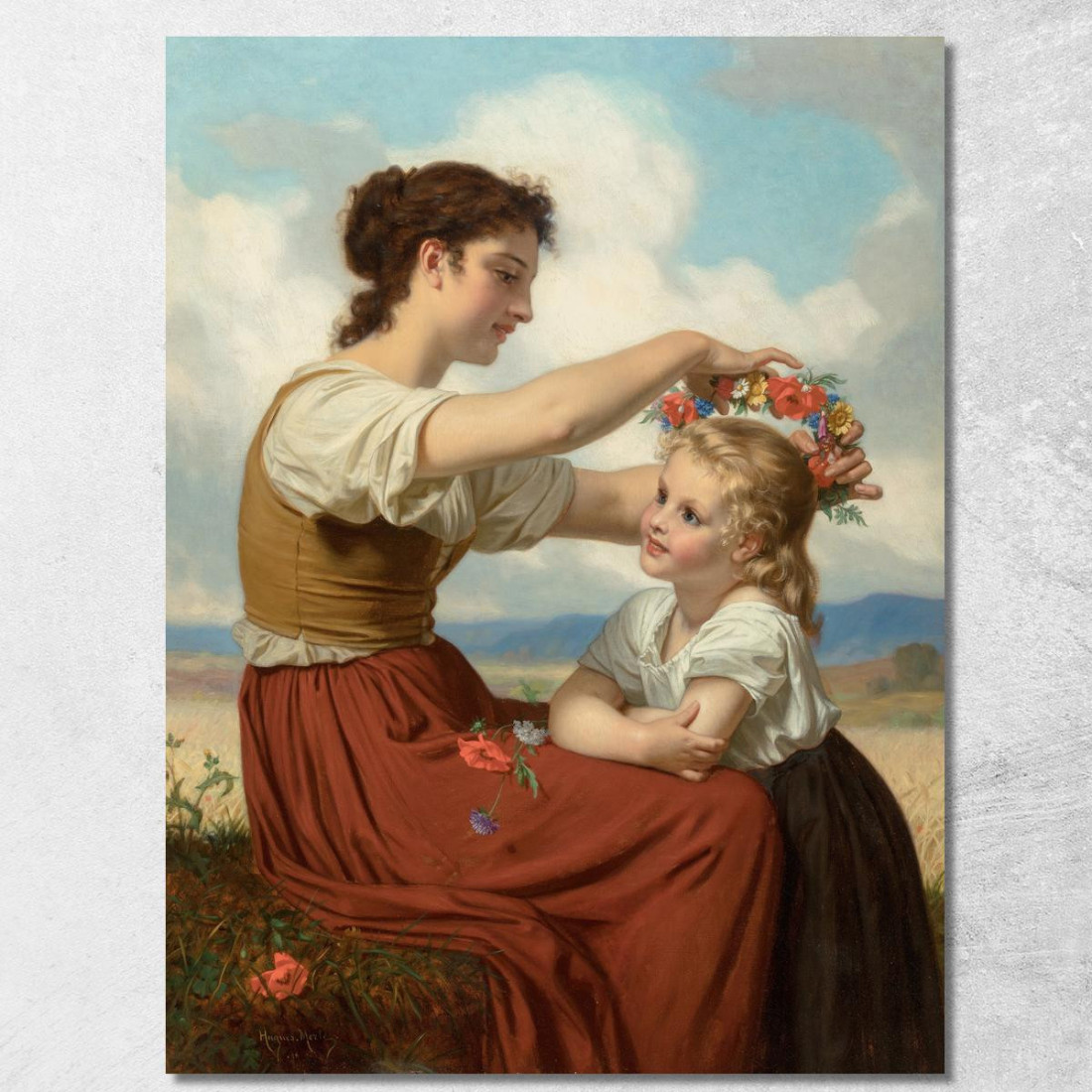 Corona Di Fiori Di Campo Hugues Merle hmr7 quadro stampato su tela Corona Di Fiori Di Campo Hugues Merle hmr7 quadro stampato su tela
