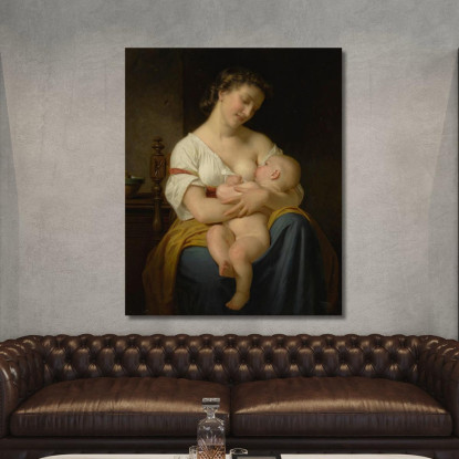 Madre E Figlio Hugues Merle hmr17 quadro stampato su tela