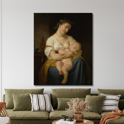 Madre E Figlio Hugues Merle hmr17 quadro stampato su tela