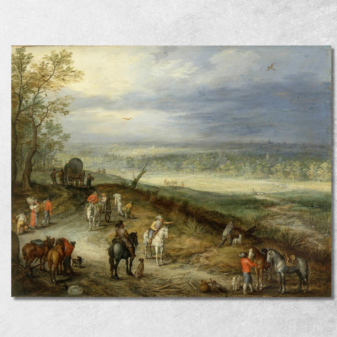 Paesaggio Esteso Con Viaggiatori Su Una Strada Di Campagna Jan Brueghel The Elder jbe14 quadro stampato su tela