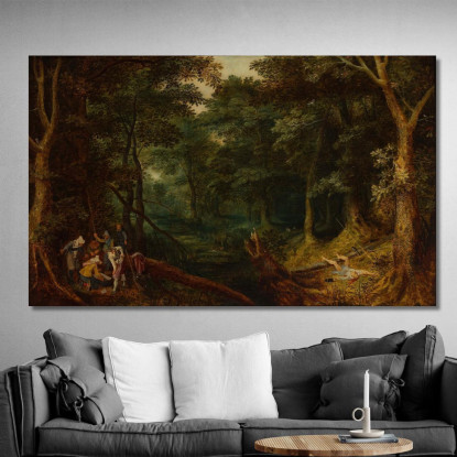 Paesaggio Con Briganti Che Dividono Il Bottino Jan Brueghel The Elder jbe21 quadro stampato su tela