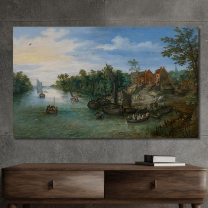 Paesaggio Fluviale Jan Brueghel The Elder jbe34 quadro stampato su tela