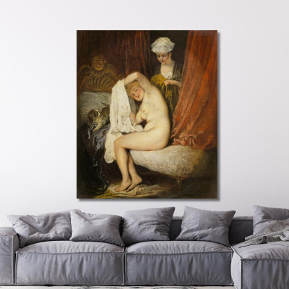 Una Donna Alla Sua Toilette Jean-Antoine Watteau jaw2 quadro stampato su tela