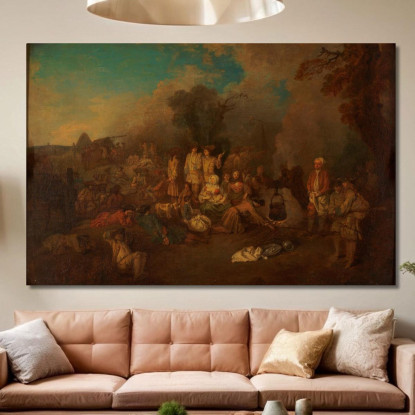 Bivacco Jean-Antoine Watteau jaw3 quadro stampato su tela