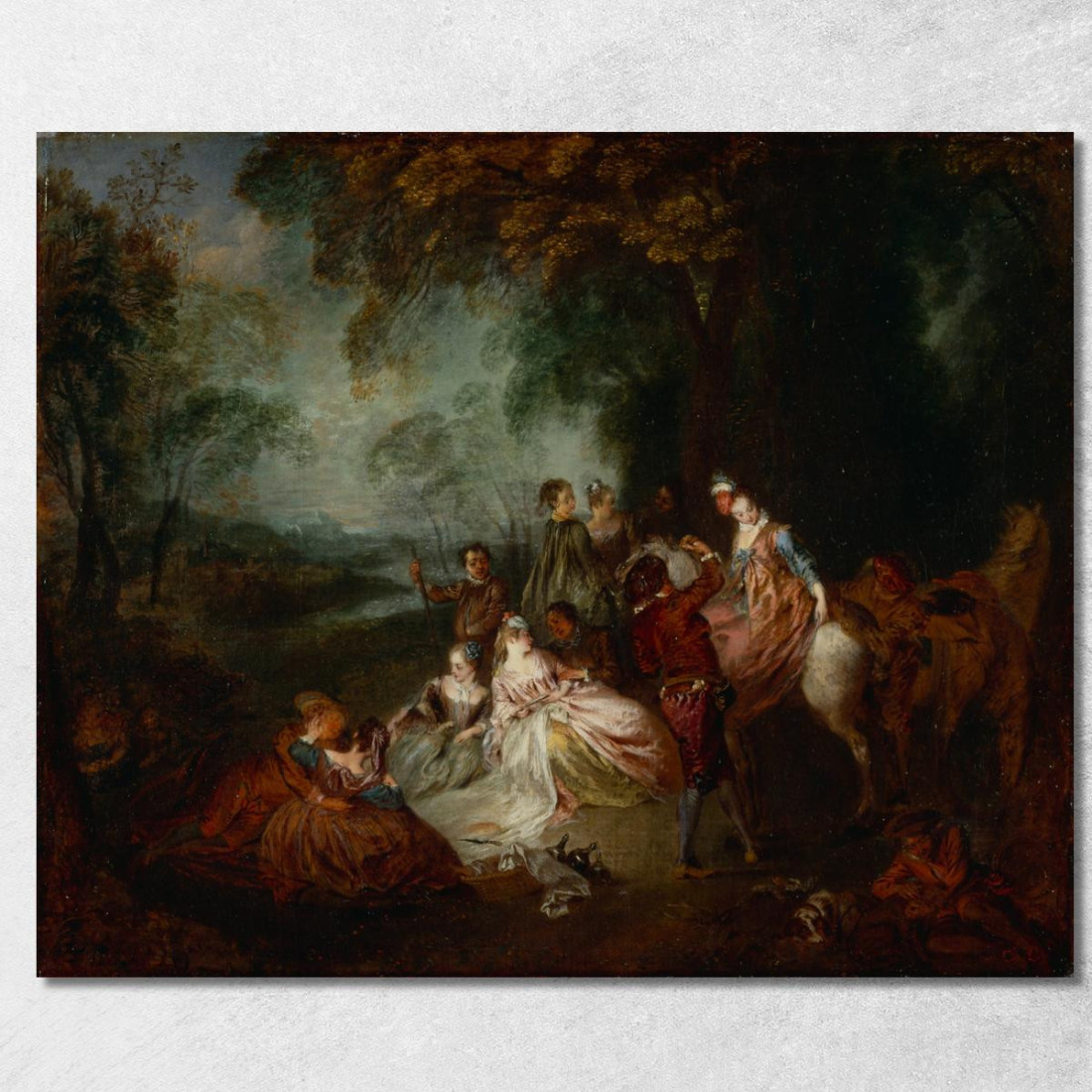Festa Campestre Jean-Antoine Watteau jaw7 quadro stampato su tela Festa Campestre Jean-Antoine Watteau jaw7 quadro stampato su tela
