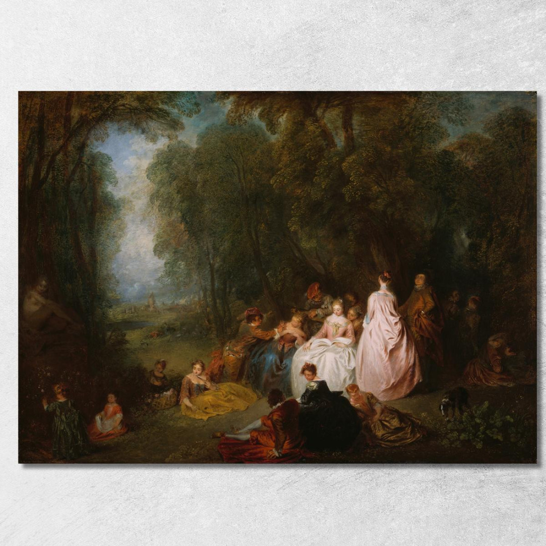 Raduno Pastorale Jean-Antoine Watteau jaw10 quadro stampato su tela Raduno Pastorale Jean-Antoine Watteau jaw10 quadro stampato su tela