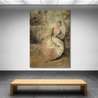 L’Amante Inquieta Jean-Antoine Watteau jaw22 quadro stampato su tela