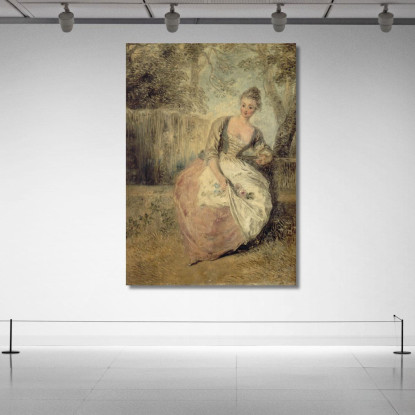 L’Amante Inquieta Jean-Antoine Watteau jaw22 quadro stampato su tela