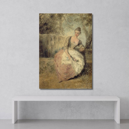 L’Amante Inquieta Jean-Antoine Watteau jaw22 quadro stampato su tela