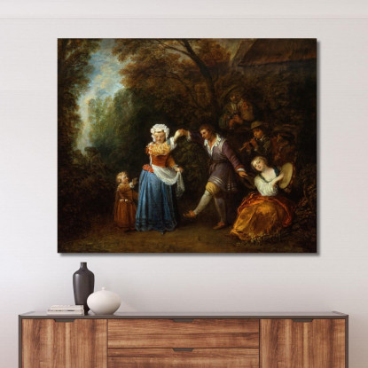 La Danza Di Campagna Jean-Antoine Watteau jaw32 quadro stampato su tela