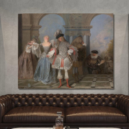 I Comici Francesi Jean-Antoine Watteau jaw36 quadro stampato su tela