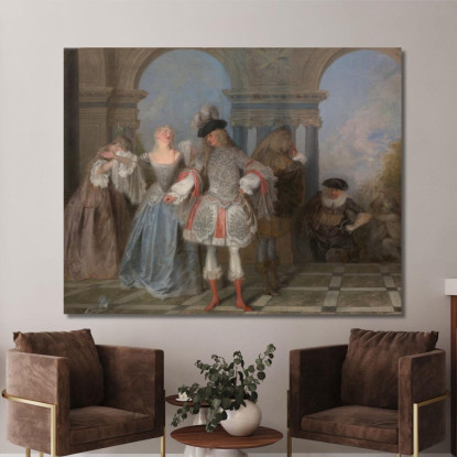 I Comici Francesi Jean-Antoine Watteau jaw36 quadro stampato su tela