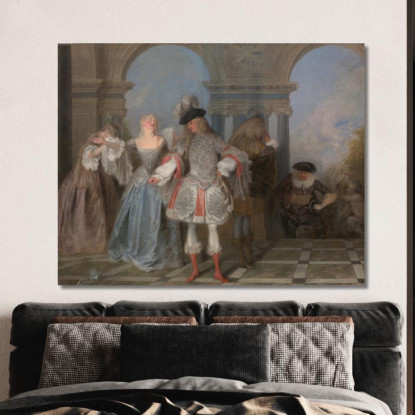 I Comici Francesi Jean-Antoine Watteau jaw36 quadro stampato su tela