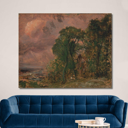 Una Vista Di Hampstead Con Tempo Tempestoso John Constable jcn8 quadro stampato su tela